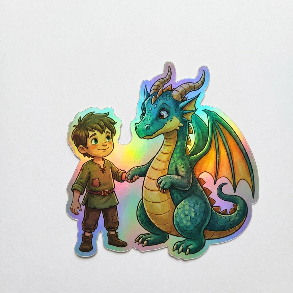 Henry Dragon Holographic Sticker (2.98” x 3”) for Kids