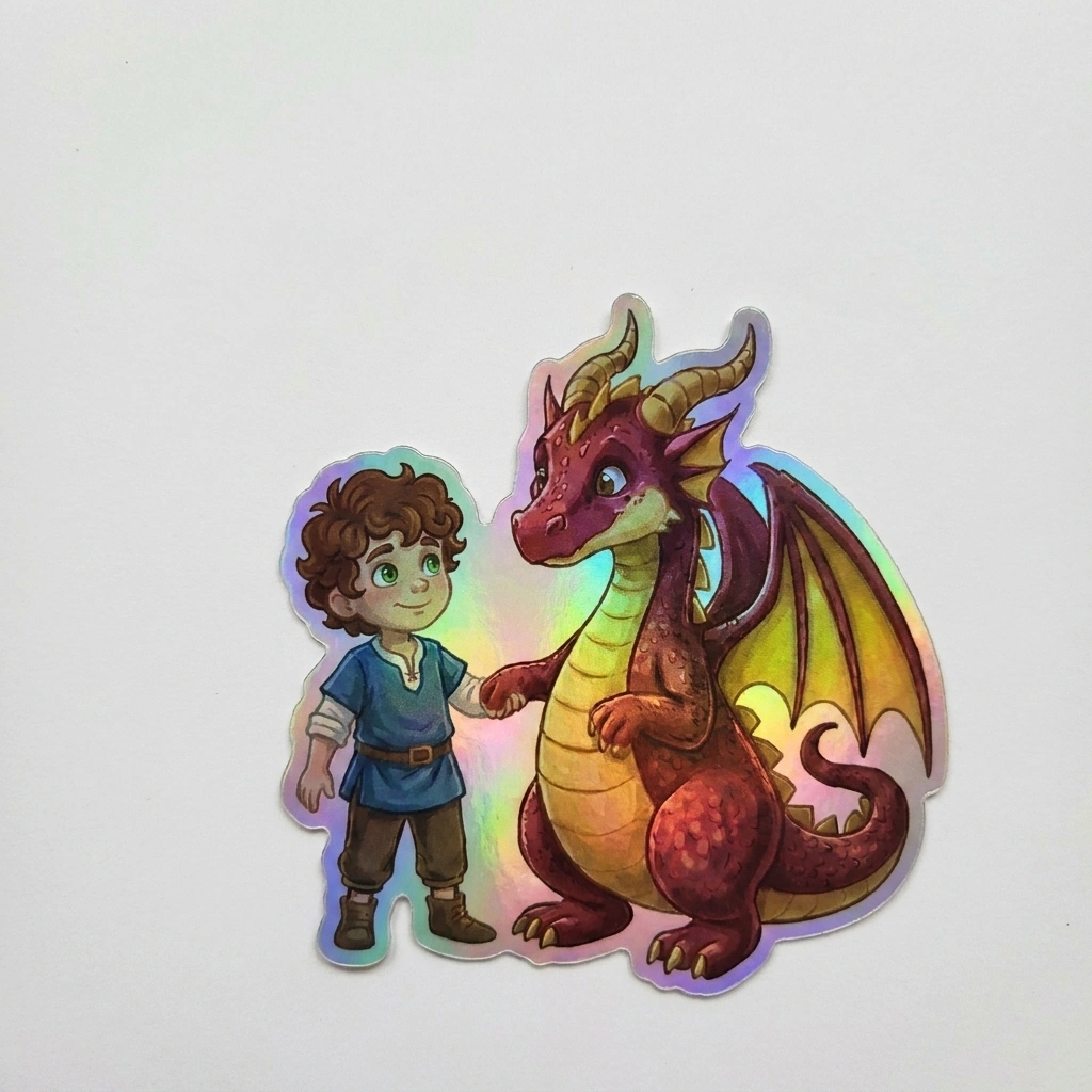 Holden Dragon Holographic Sticker (2.98” x 3”) for Kids