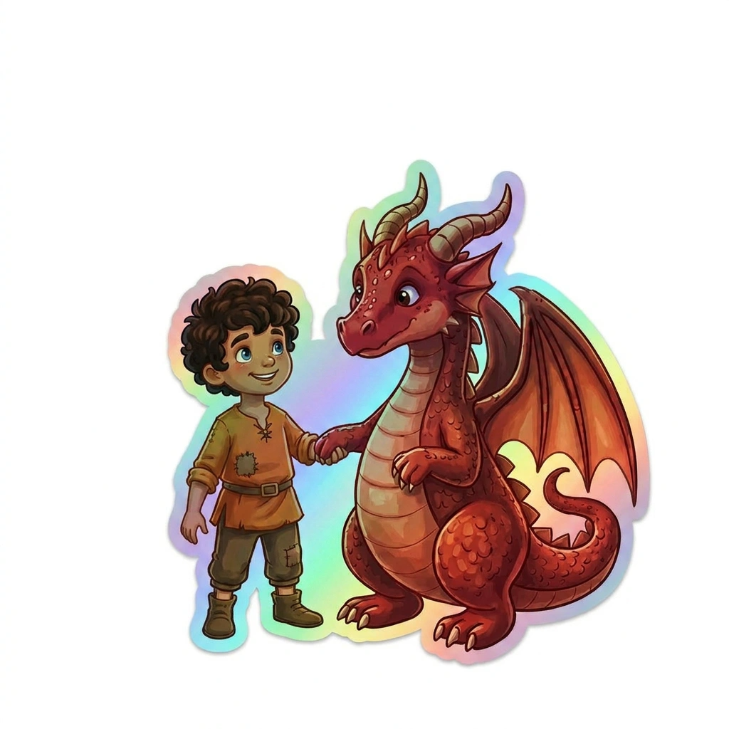 Hunter Dragon Holographic Sticker (2.98” x 3”) for Kids