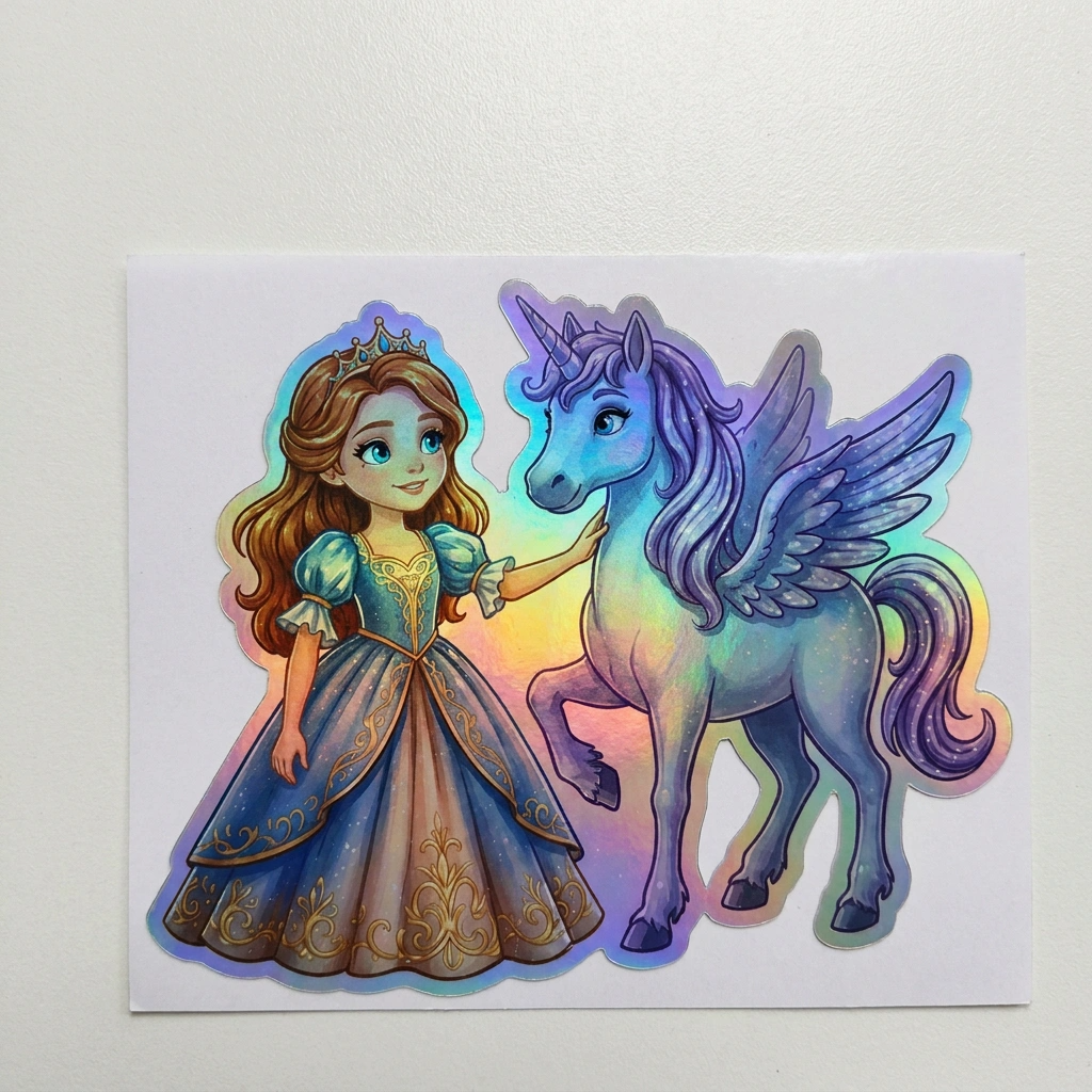 Imogen Unicorn Holographic Sticker (3.71” x 3”) for Kids