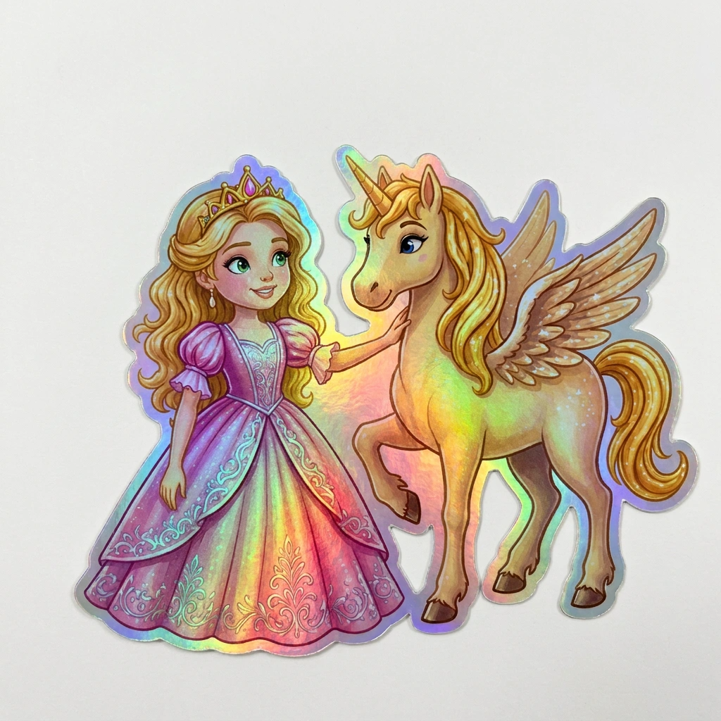 Isabella Unicorn Holographic Sticker (3.71” x 3”) for Kids