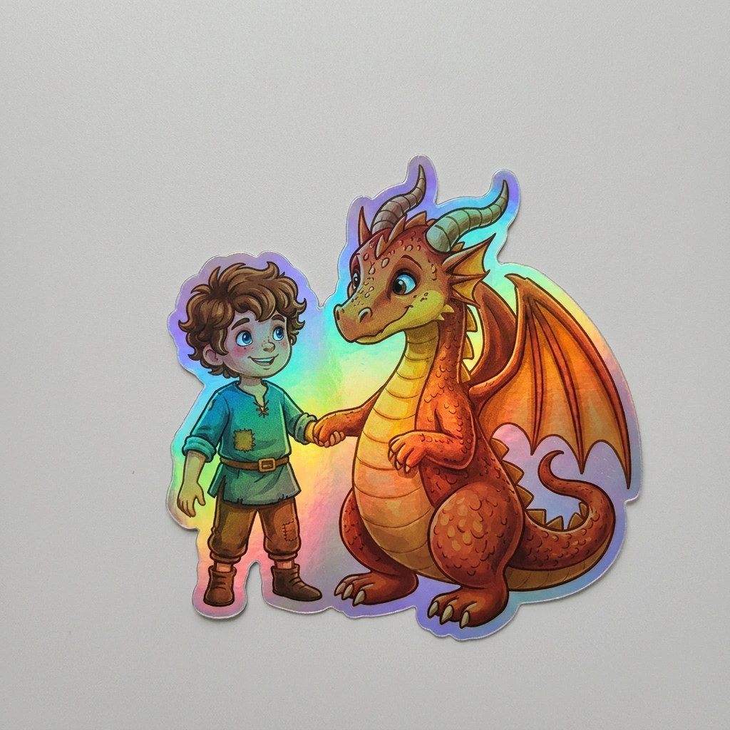 Israel Dragon Holographic Sticker (2.98” x 3”) for Kids