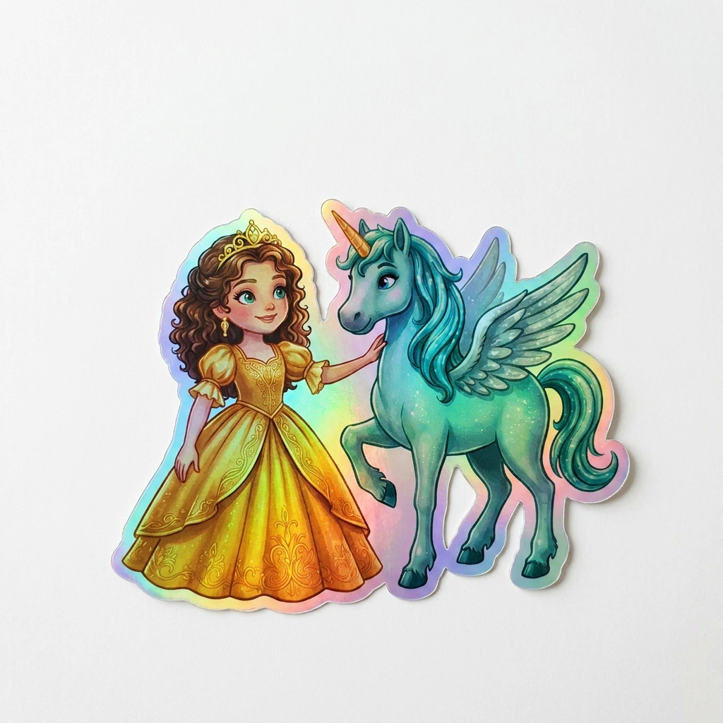 Jade Unicorn Holographic Sticker (3.71” x 3”) for Kids