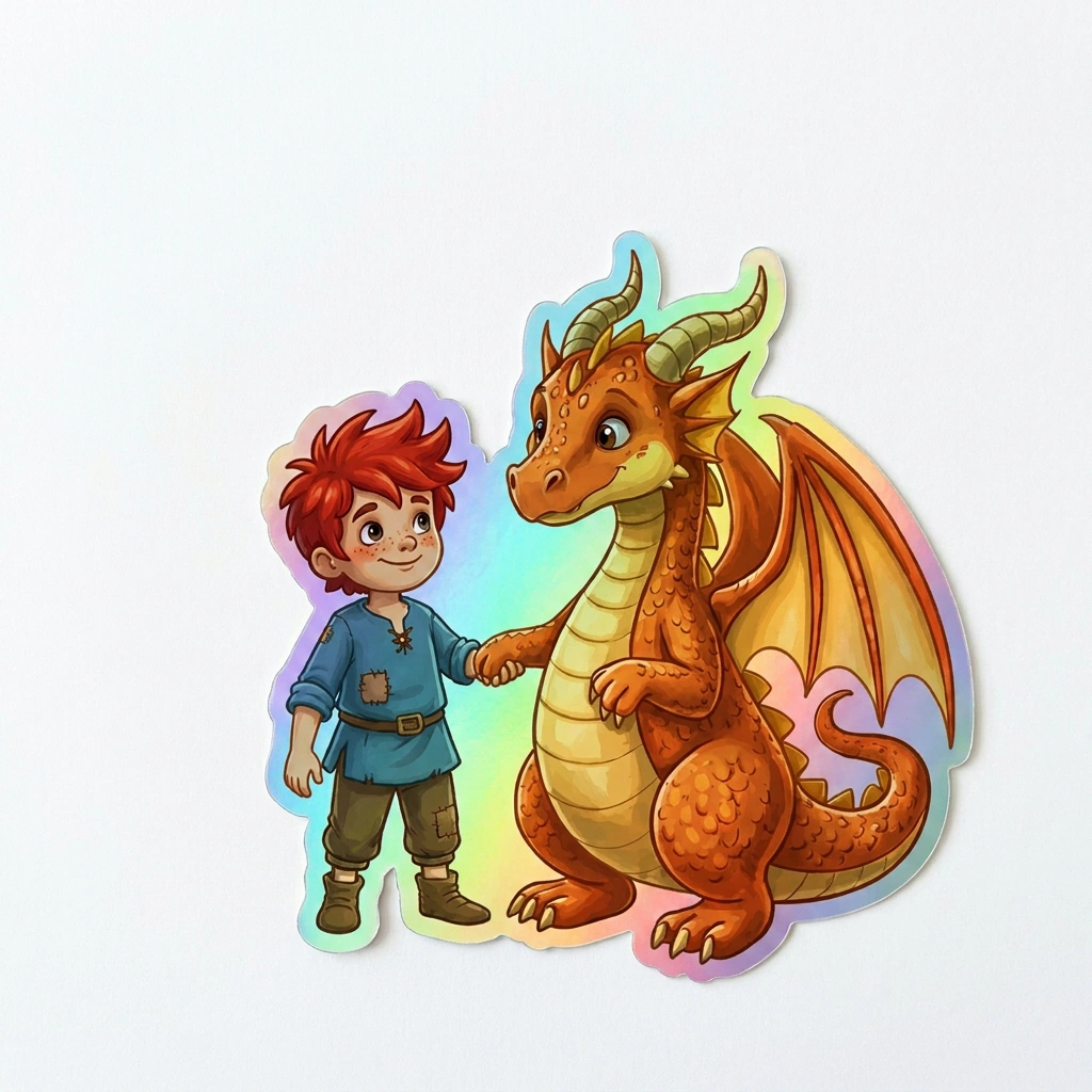 Jasper Dragon Holographic Sticker (2.98” x 3”) for Kids