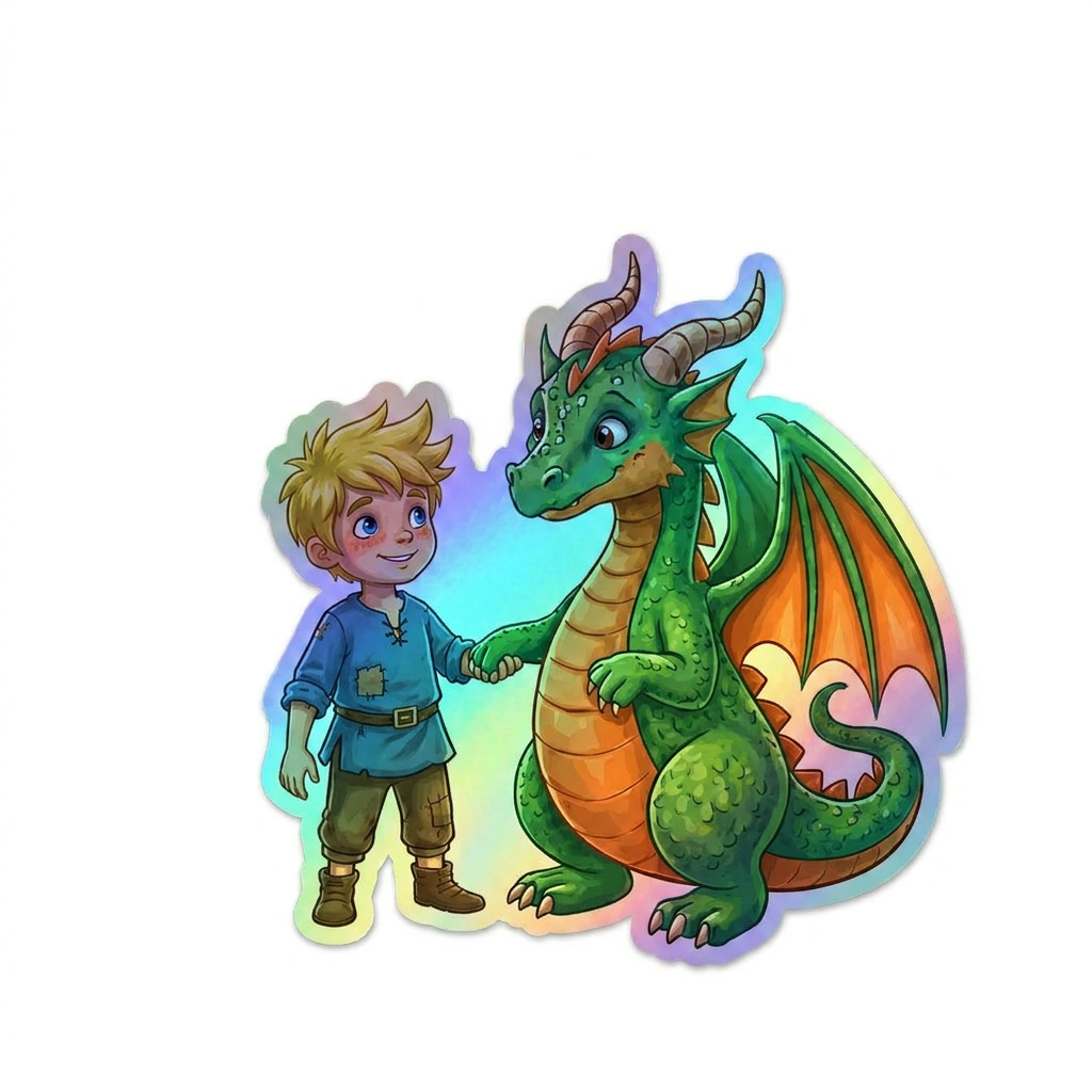Jaxon Dragon Holographic Sticker (2.98” x 3”) for Kids
