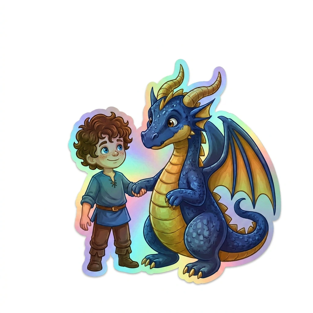Jay Dragon Holographic Sticker (2.98” x 3”) for Kids