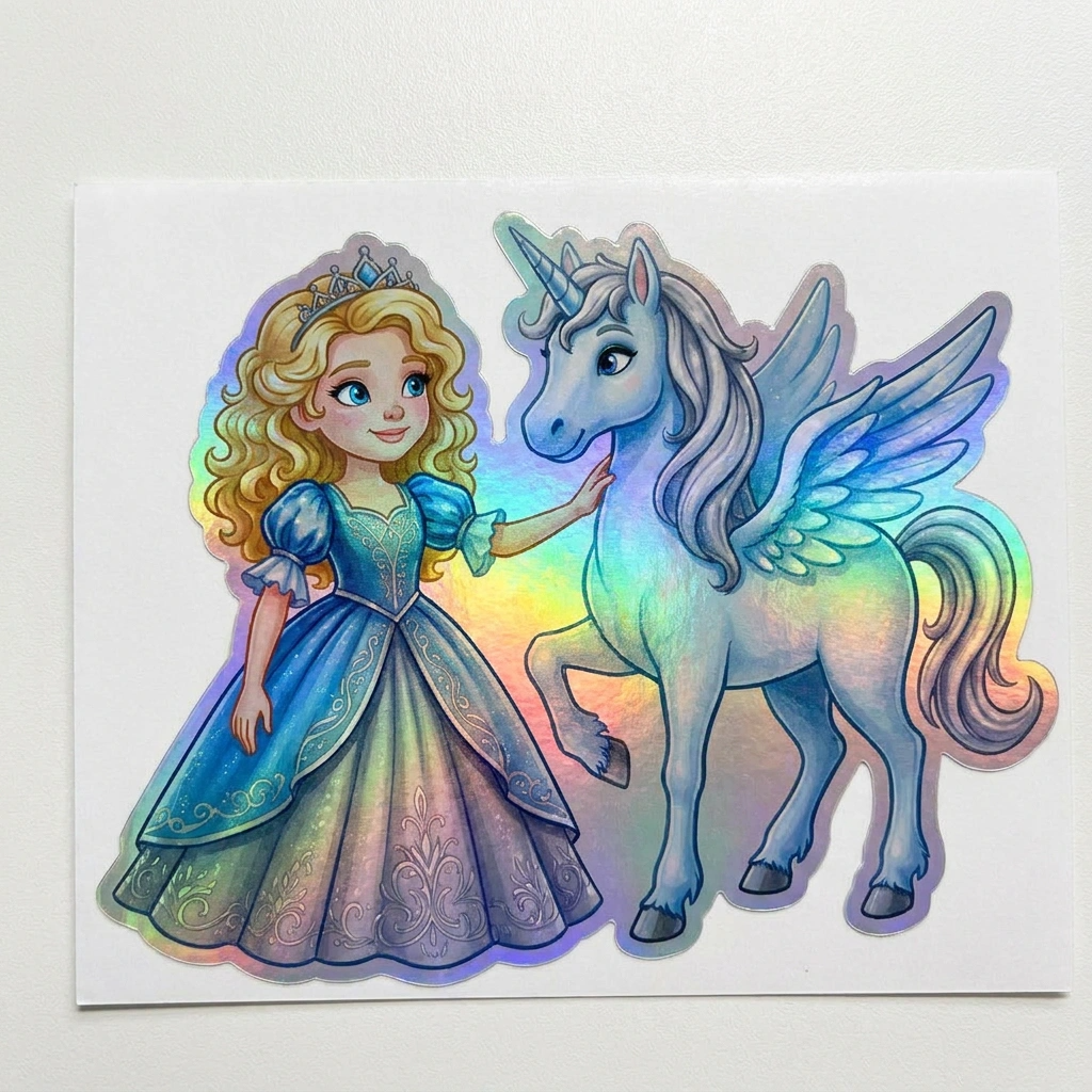 Jean Unicorn Holographic Sticker (3.71” x 3”) for Kids