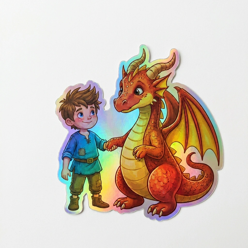 Jesus Dragon Holographic Sticker (2.98” x 3”) for Kids