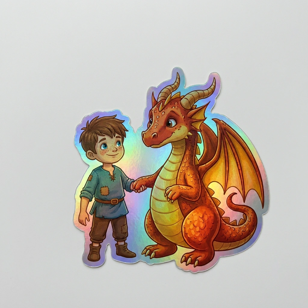 Jose Dragon Holographic Sticker (2.98” x 3”) for Kids