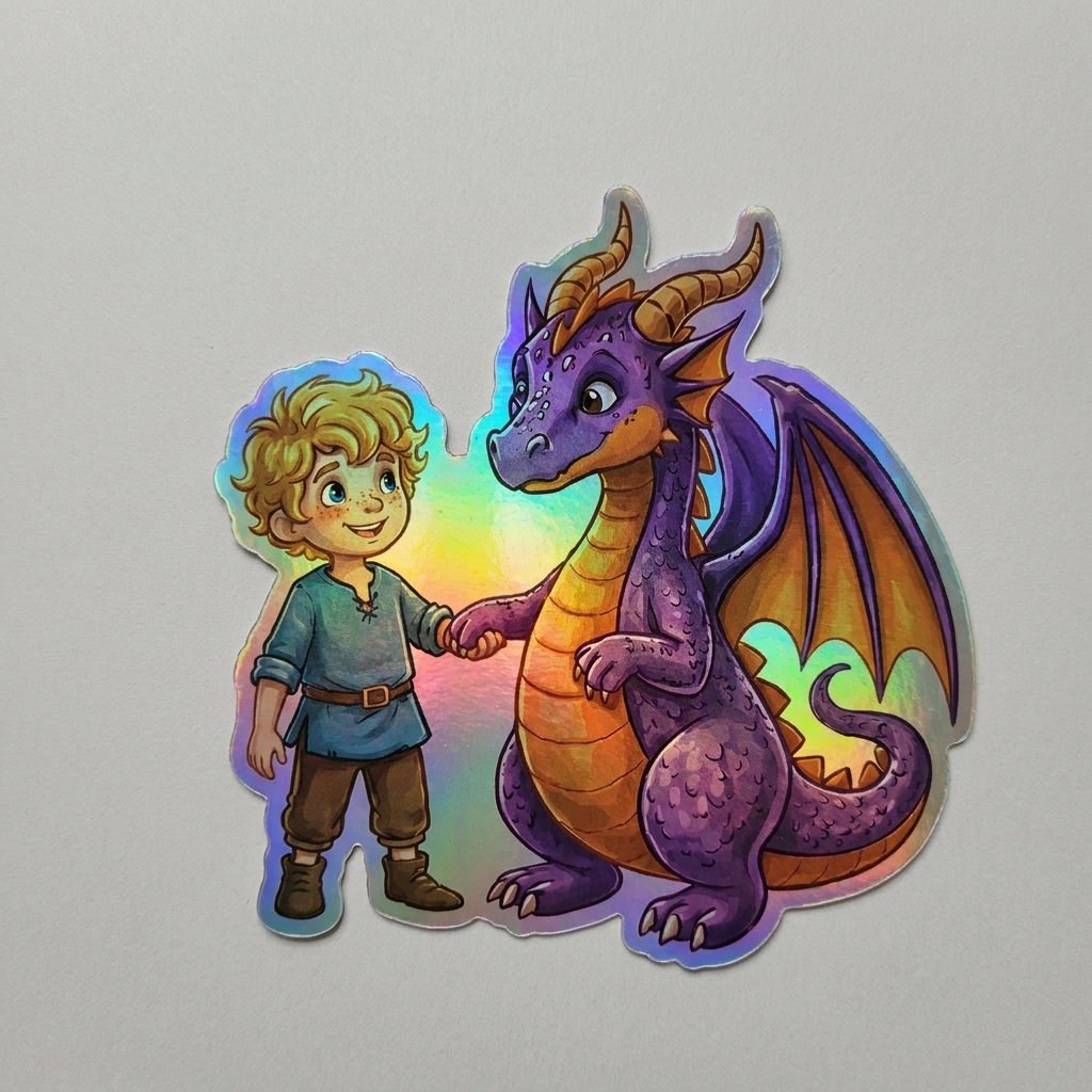 Julian Dragon Holographic Sticker (2.98” x 3”) for Kids