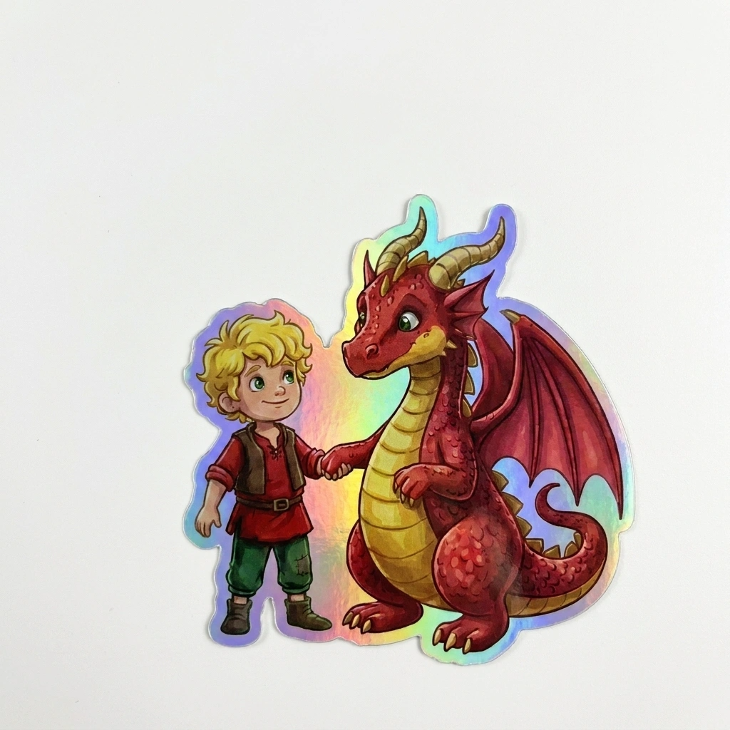 Kaden Dragon Holographic Sticker (2.98” x 3”) for Kids