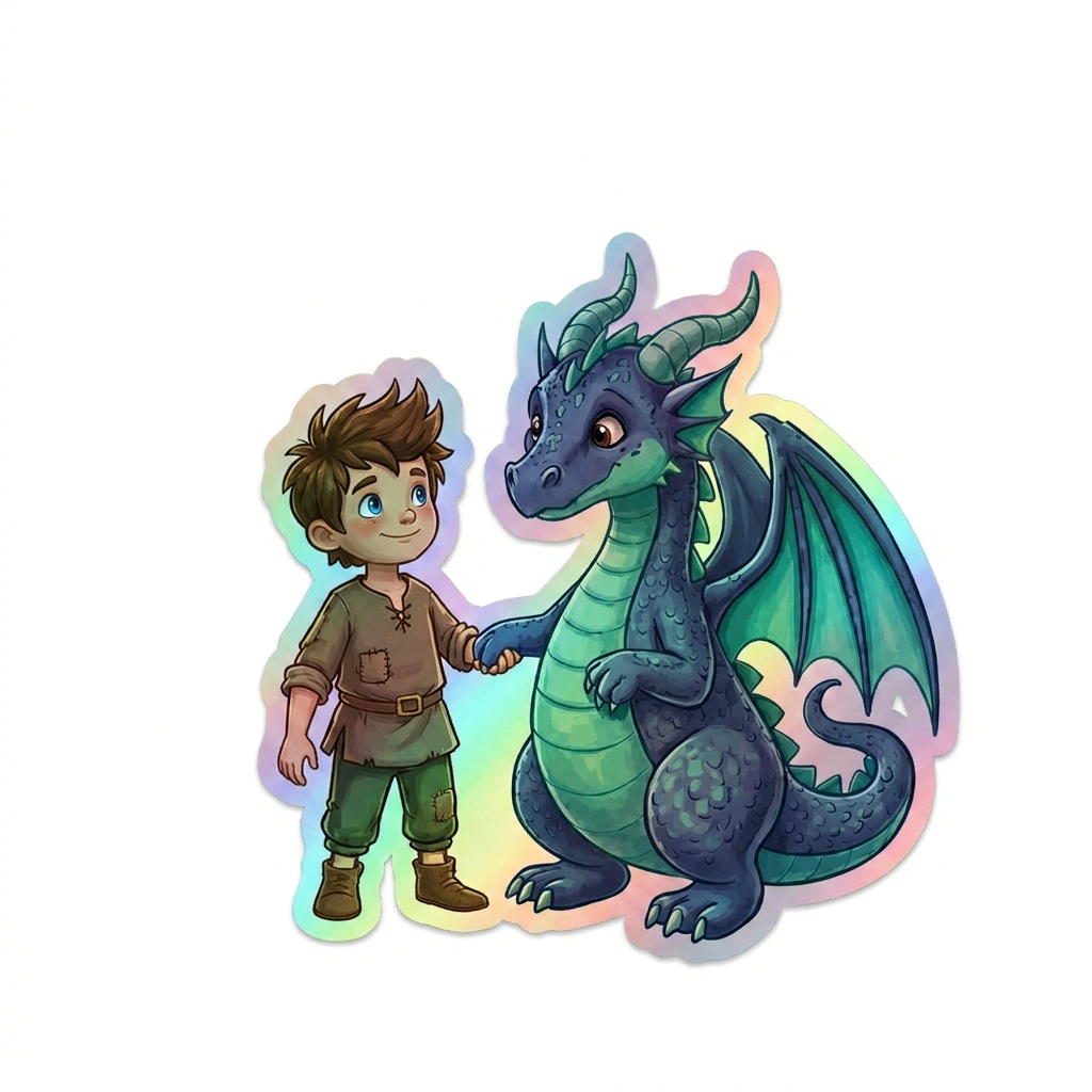Kai Dragon Holographic Sticker (2.98” x 3”) for Kids