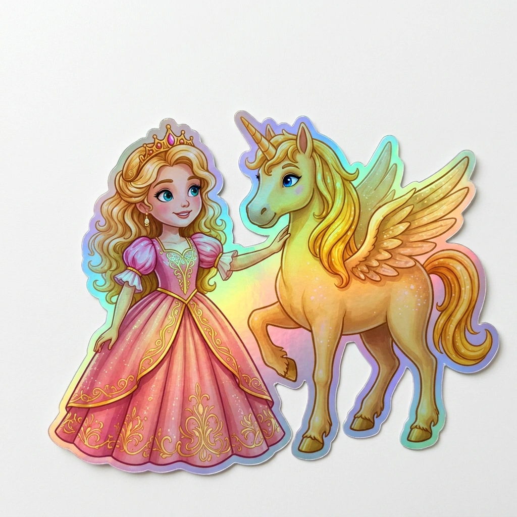 Kai Unicorn Holographic Sticker (3.71” x 3”) for Kids