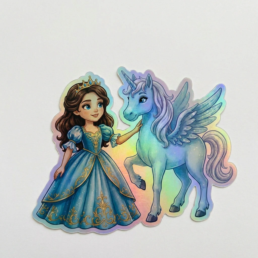 Kaia Unicorn Holographic Sticker (3.71” x 3”) for Kids