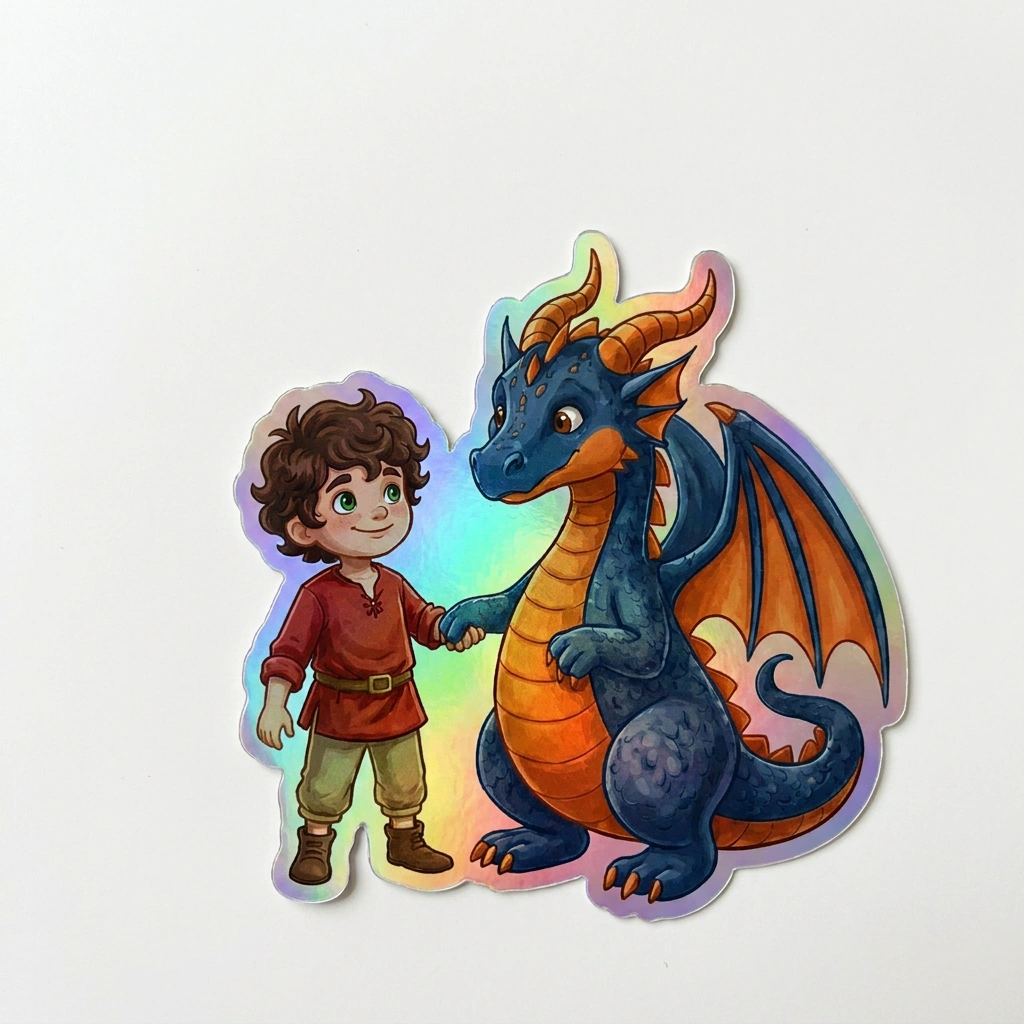 Kaiden Dragon Holographic Sticker (2.98” x 3”) for Kids