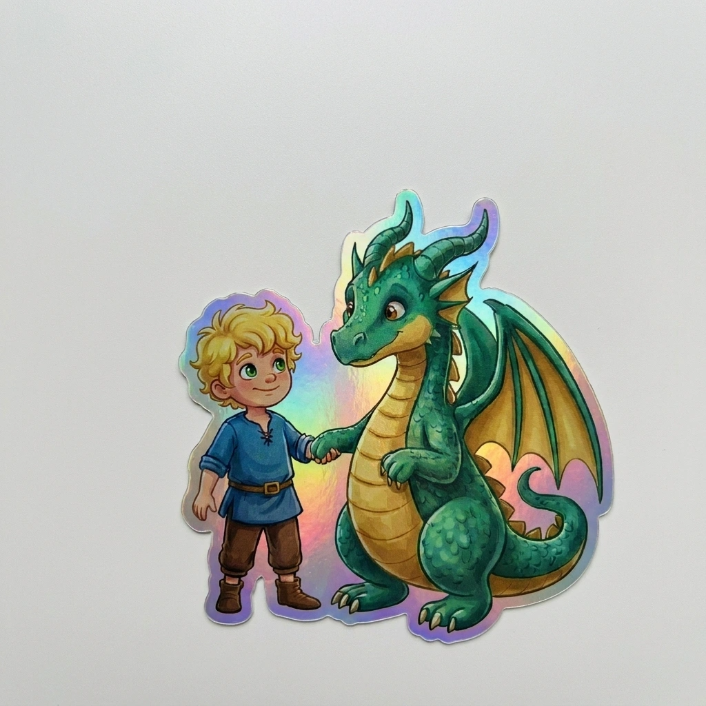 Kairo Dragon Holographic Sticker (2.98” x 3”) for Kids