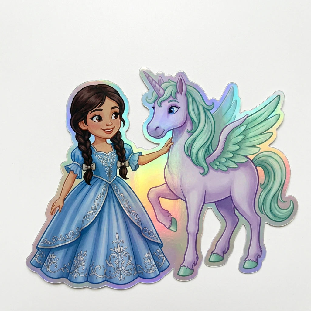 Kayla Unicorn Holographic Sticker (3.71” x 3”) for Kids