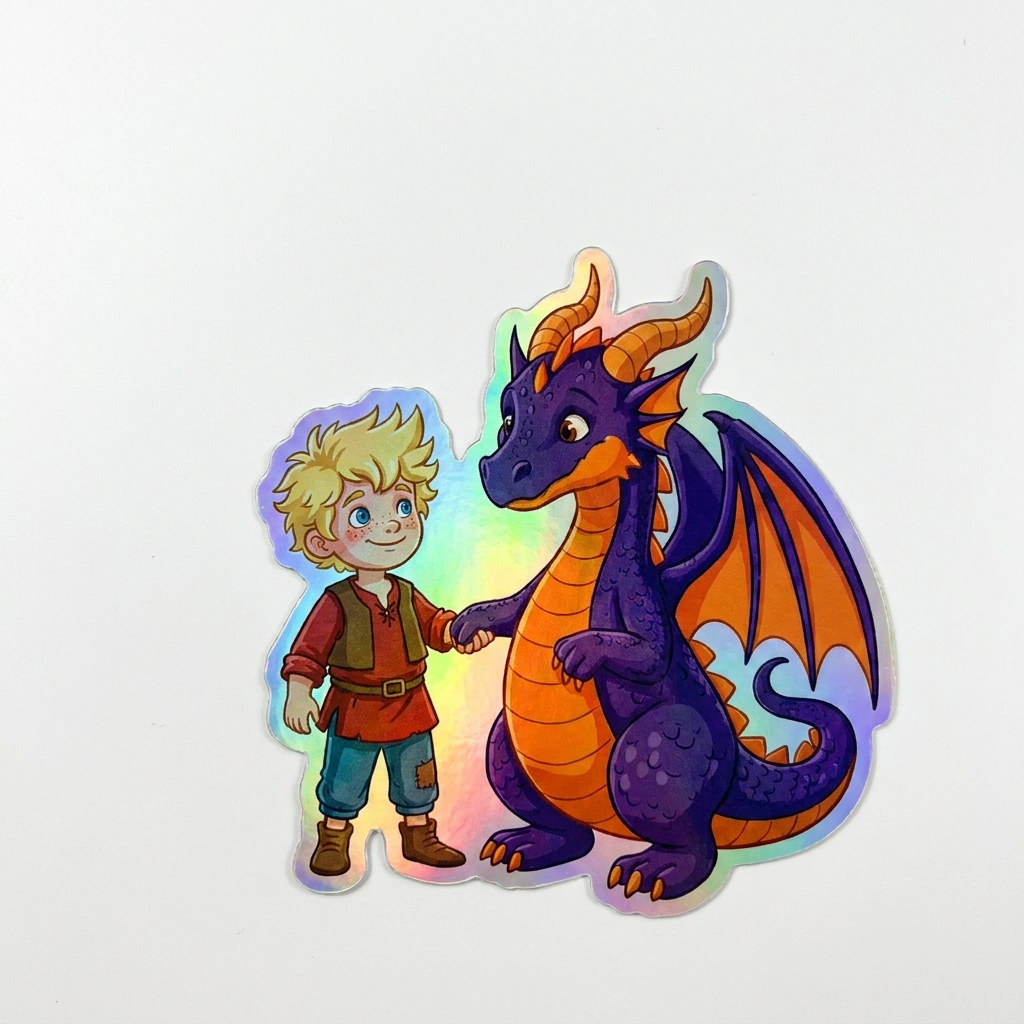 Kingston Dragon Holographic Sticker (2.98” x 3”) for Kids