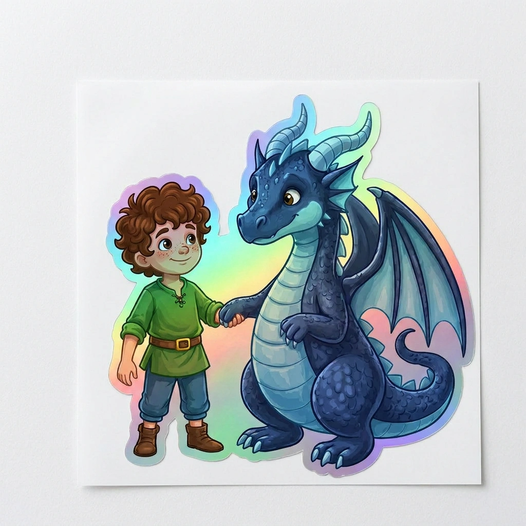 Kit Dragon Holographic Sticker (2.98” x 3”) for Kids