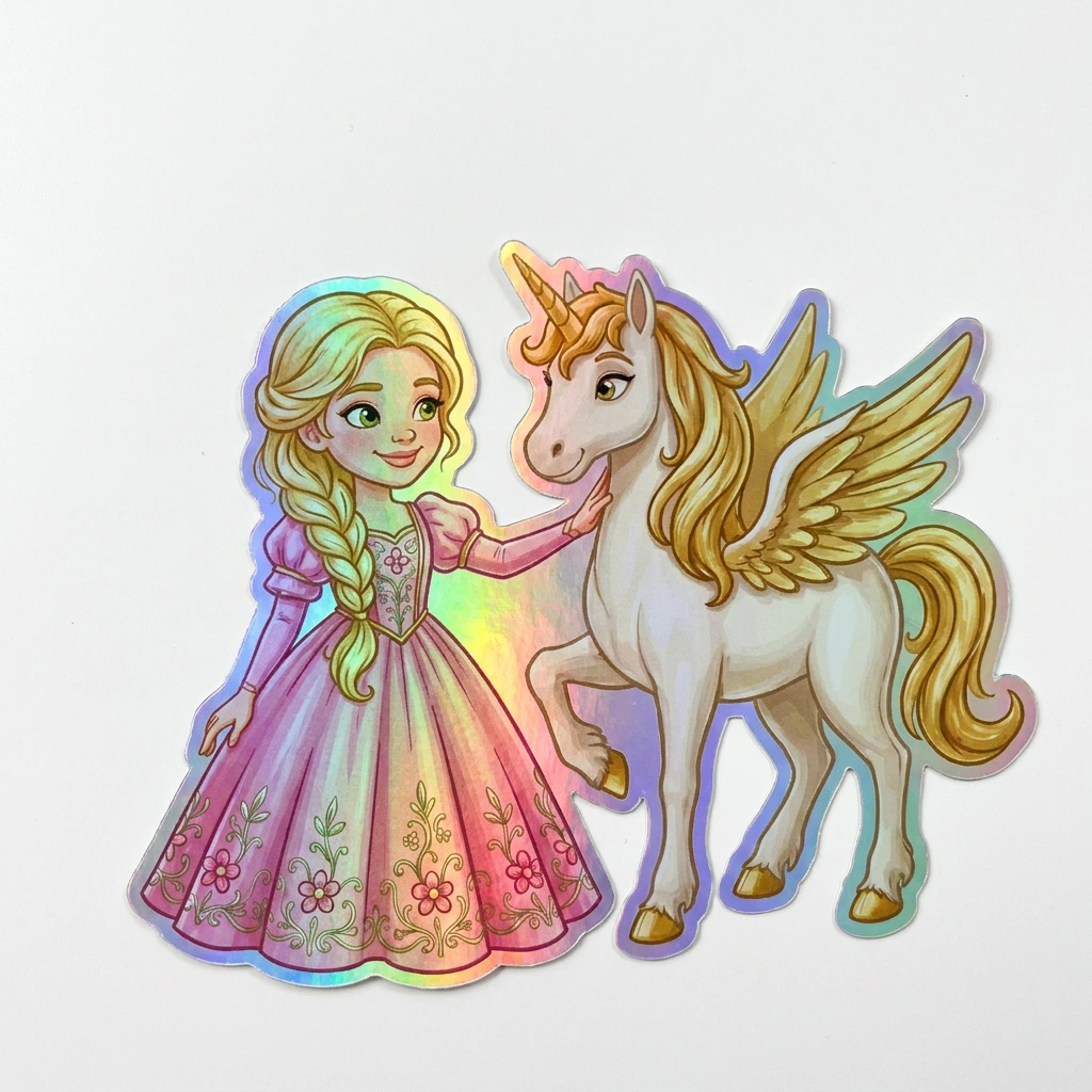 Kylie Unicorn Holographic Sticker (3.71” x 3”) for Kids
