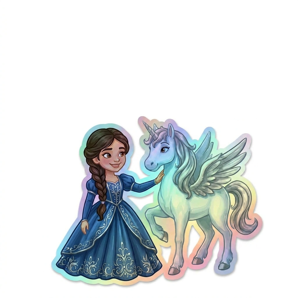 Kyrie Unicorn Holographic Sticker (3.71” x 3”) for Kids