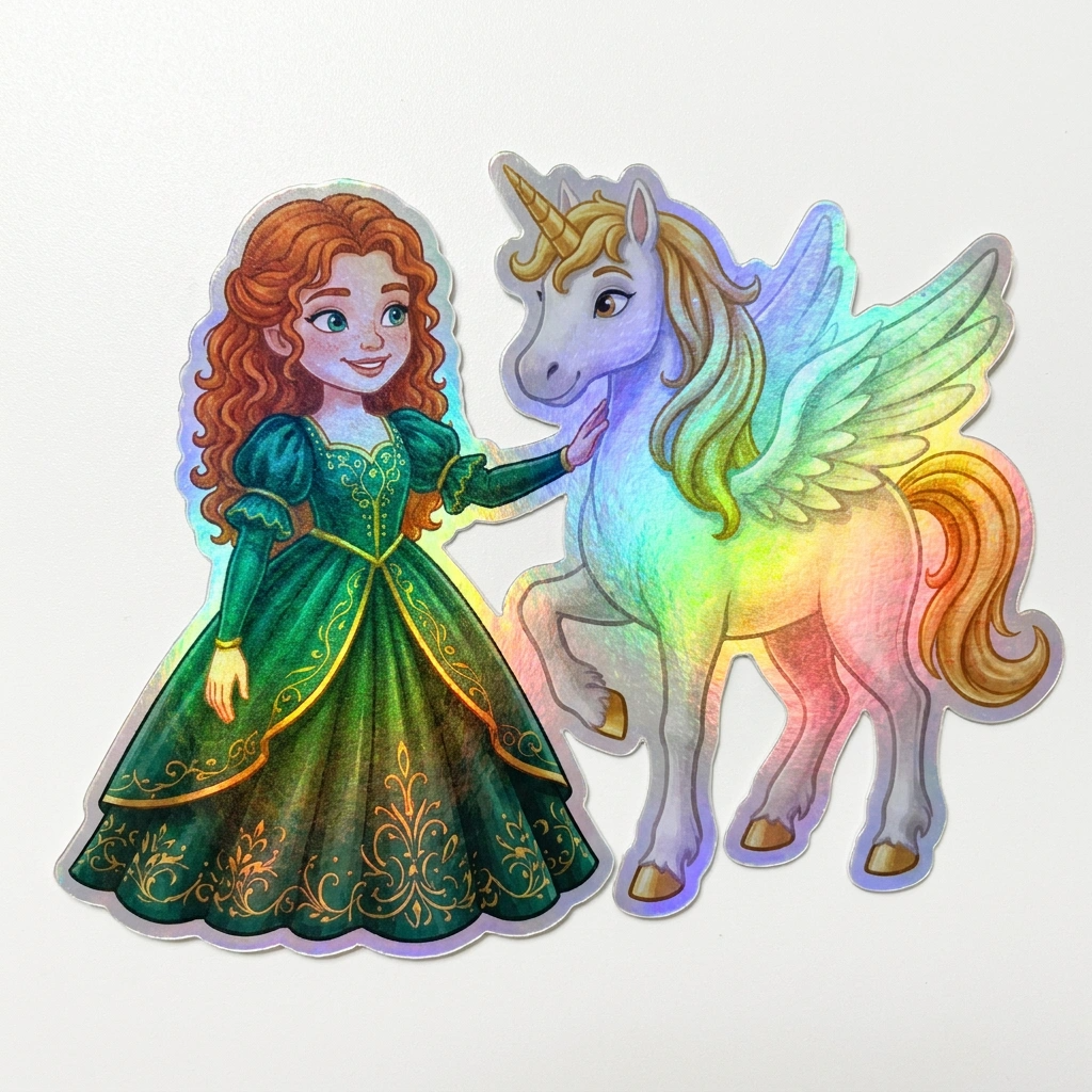 Lacy Unicorn Holographic Sticker (3.71” x 3”) for Kids
