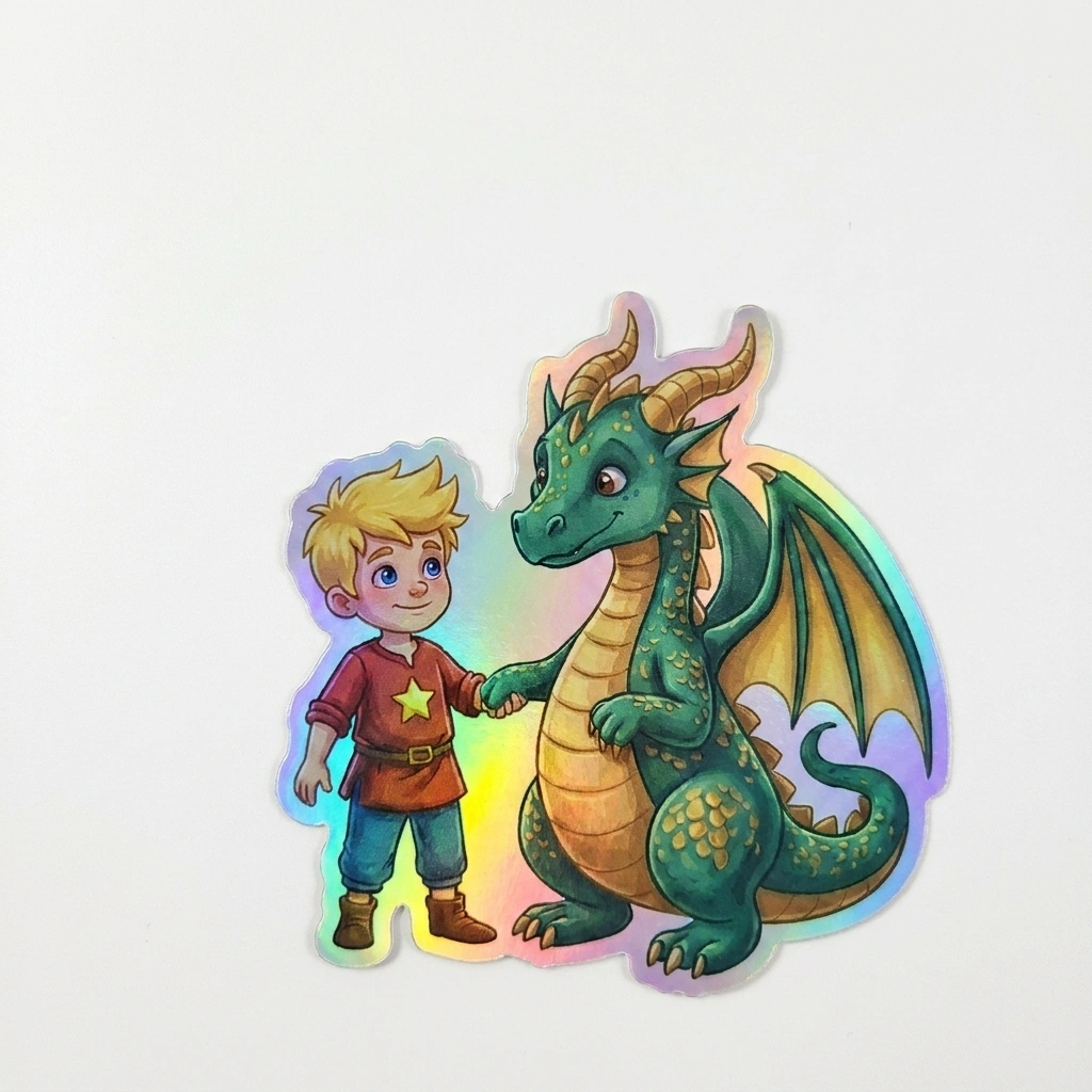Lane Dragon Holographic Sticker (2.98” x 3”) for Kids