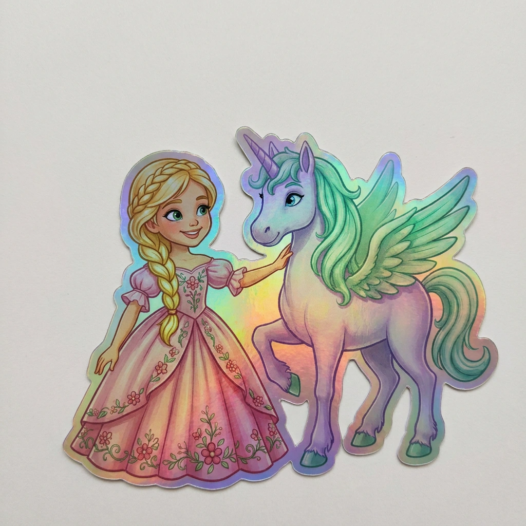 Layla Unicorn Holographic Sticker (3.71” x 3”) for Kids