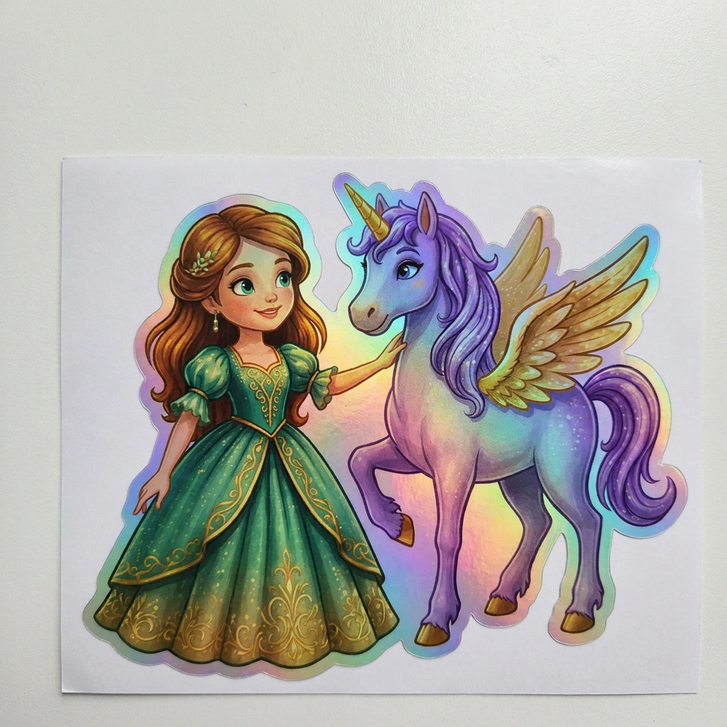 Lena Unicorn Holographic Sticker (3.71” x 3”) for Kids