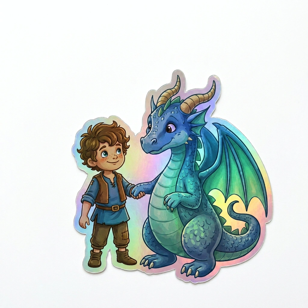 Levi Dragon Holographic Sticker (2.98” x 3”) for Kids