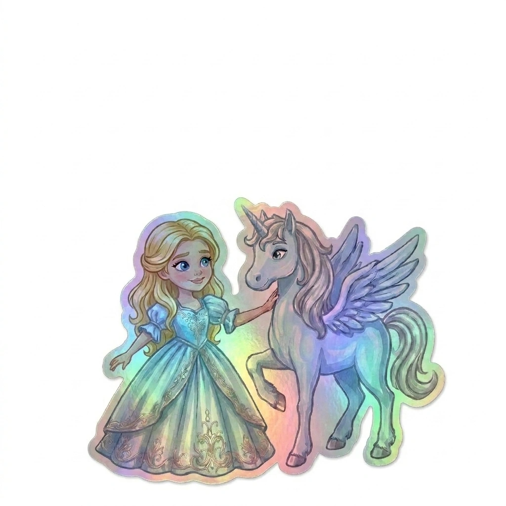 Lilly Unicorn Holographic Sticker (3.71” x 3”) for Kids