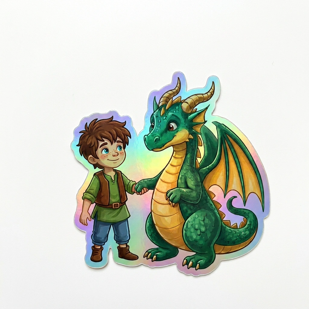 Lucifer Dragon Holographic Sticker (2.98” x 3”) for Kids