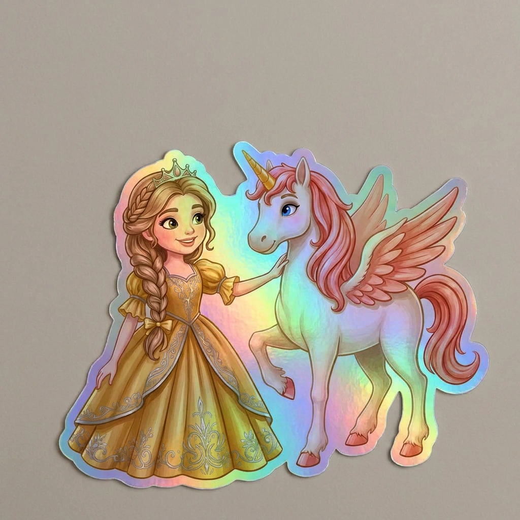 Lucy Unicorn Holographic Sticker (3.71” x 3”) for Kids