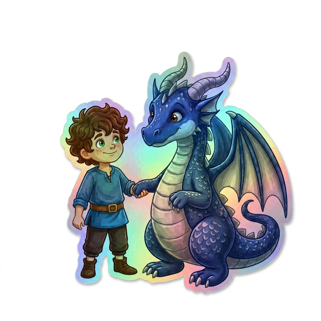 Luka Dragon Holographic Sticker (2.98” x 3”) for Kids
