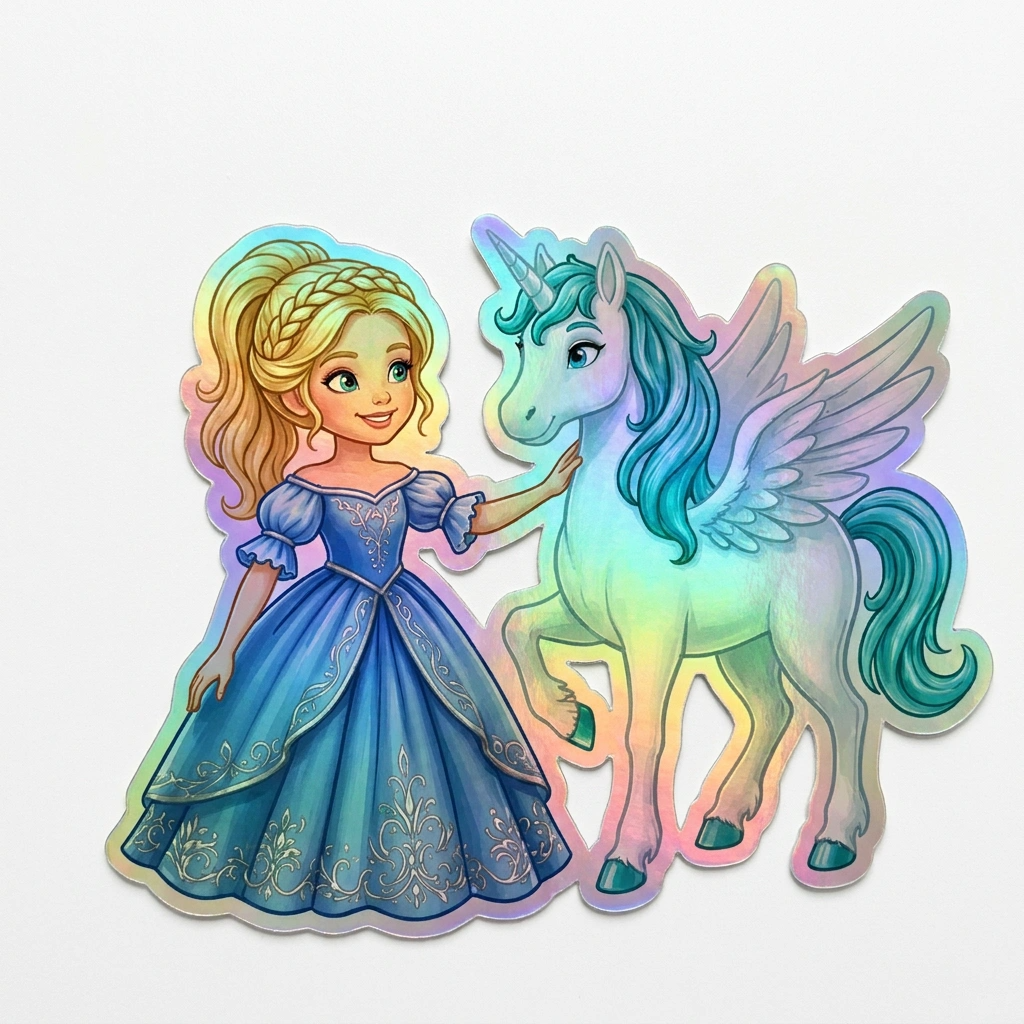 Madelyn Unicorn Holographic Sticker (3.71” x 3”) for Kids