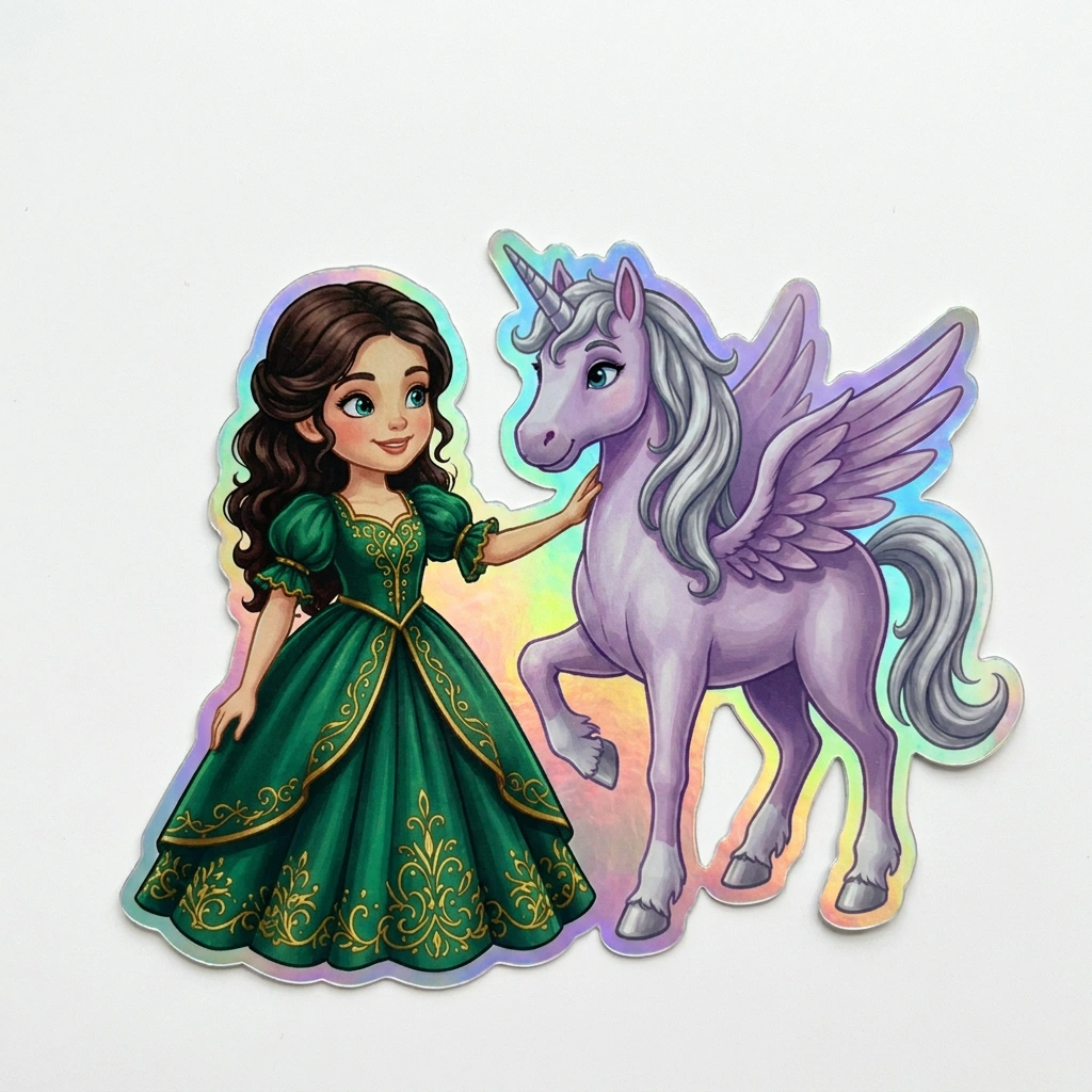 Maisie Unicorn Holographic Sticker (3.71” x 3”) for Kids