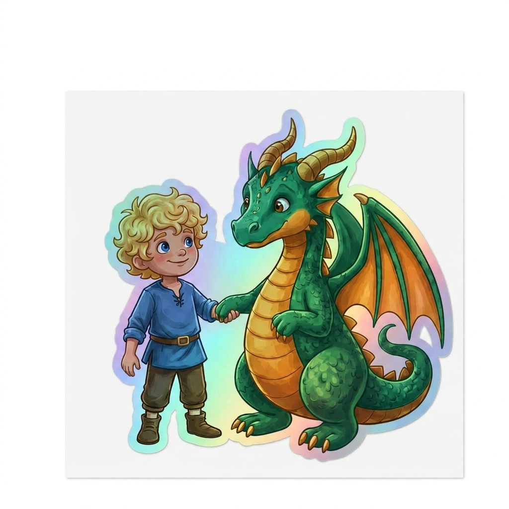Malachi Dragon Holographic Sticker (2.98” x 3”) for Kids