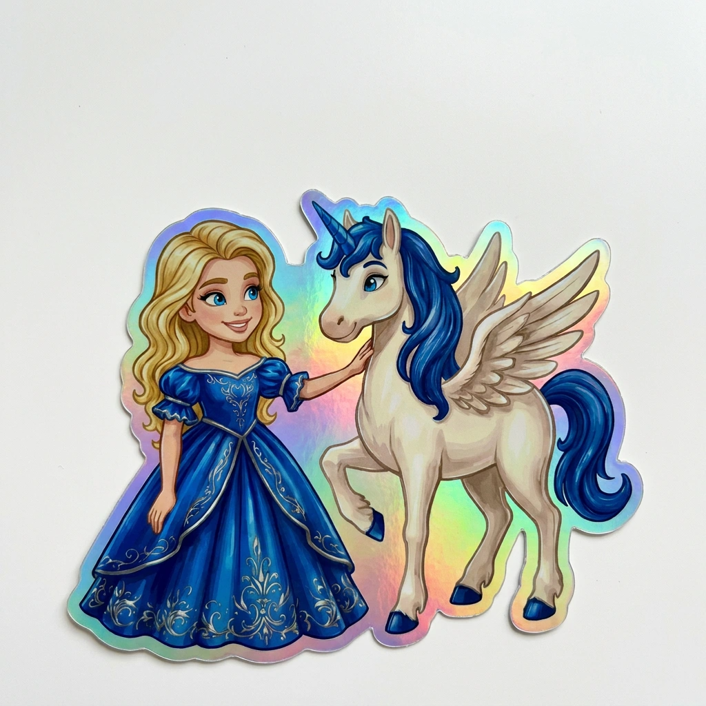 Maria Unicorn Holographic Sticker (3.71” x 3”) for Kids
