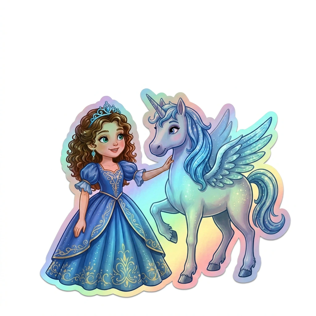 Maribel Unicorn Holographic Sticker (3.71” x 3”) for Kids