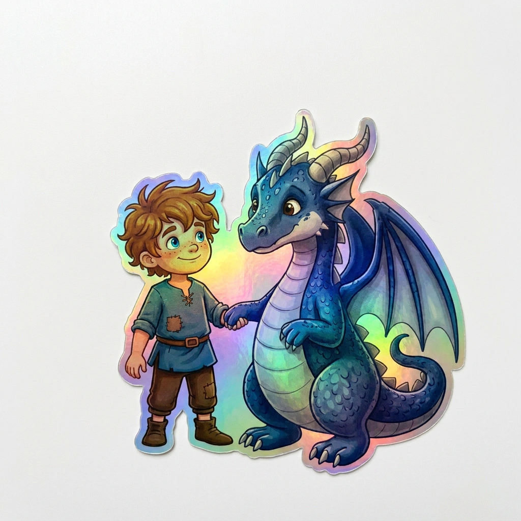Maxwell Dragon Holographic Sticker (2.98” x 3”) for Kids