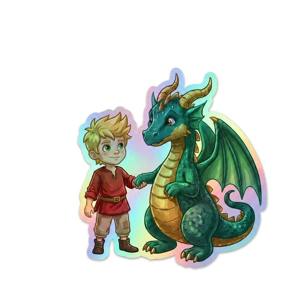 Messiah Dragon Holographic Sticker (2.98” x 3”) for Kids