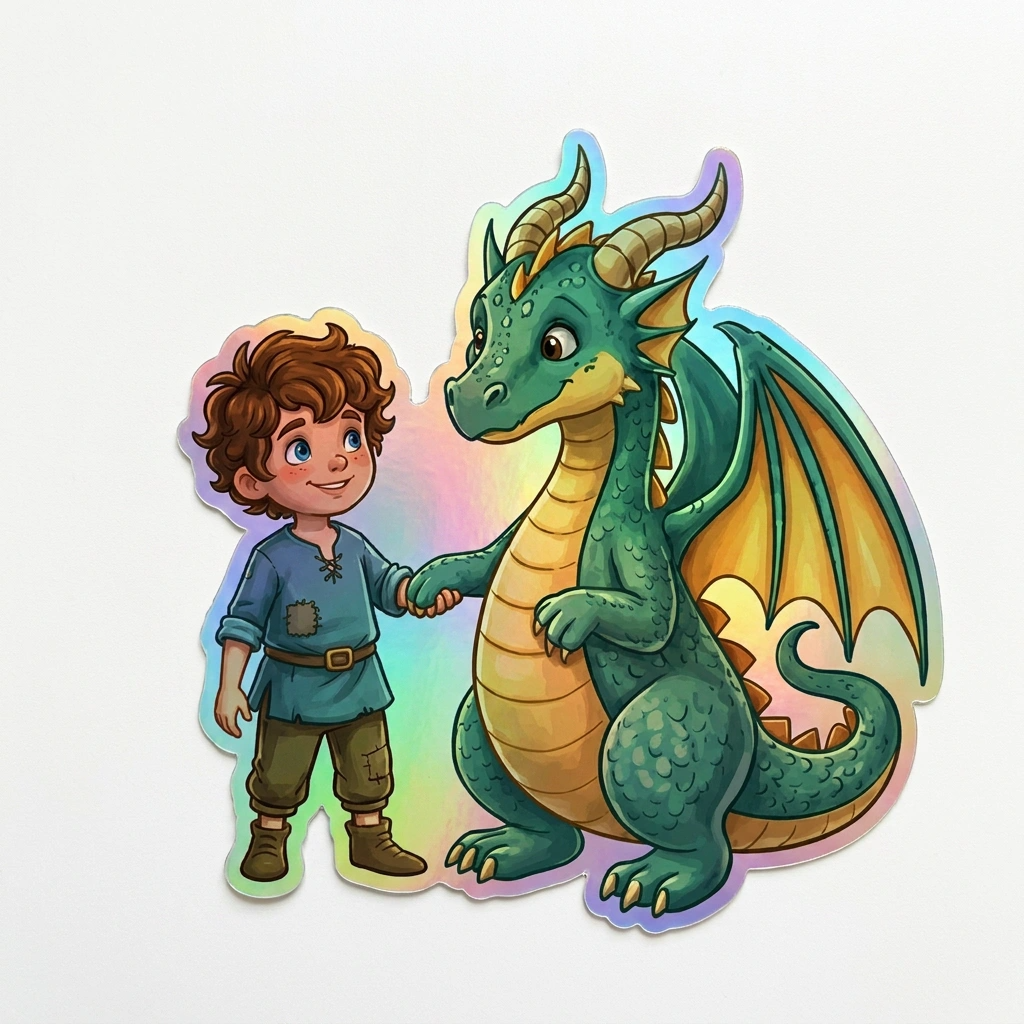 Miguel Dragon Holographic Sticker (2.98” x 3”) for Kids
