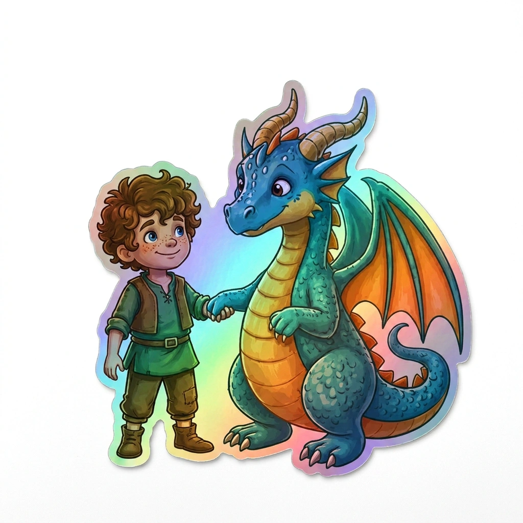 Milo Dragon Holographic Sticker (2.98” x 3”) for Kids