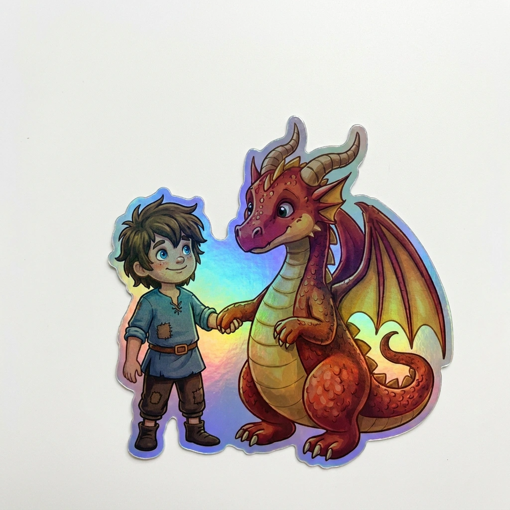 Mohammad Dragon Holographic Sticker (2.98” x 3”) for Kids