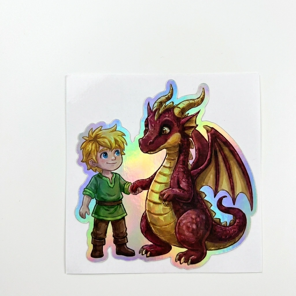 Nash Dragon Holographic Sticker (2.98” x 3”) for Kids