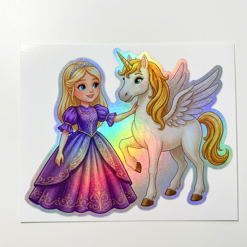 Natalia Unicorn Holographic Sticker (3.71” x 3”) for Kids