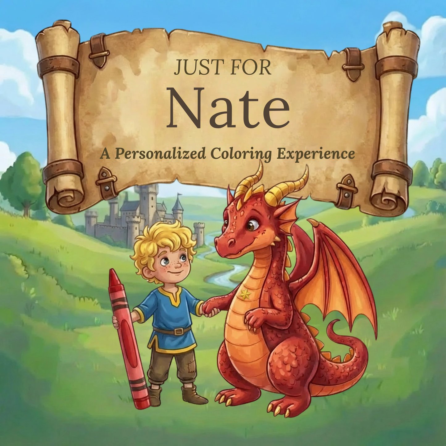 Nate Personalized Coloring Book | Ages 4-8 | L.K. Bunting