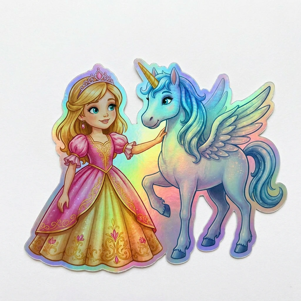 Nicole Unicorn Holographic Sticker (3.71” x 3”) for Kids