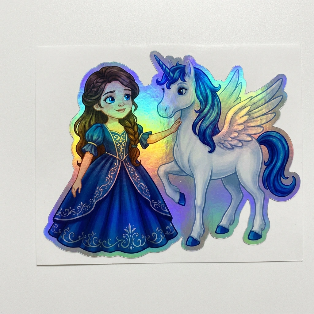 Oaklynn Unicorn Holographic Sticker (3.71” x 3”) for Kids