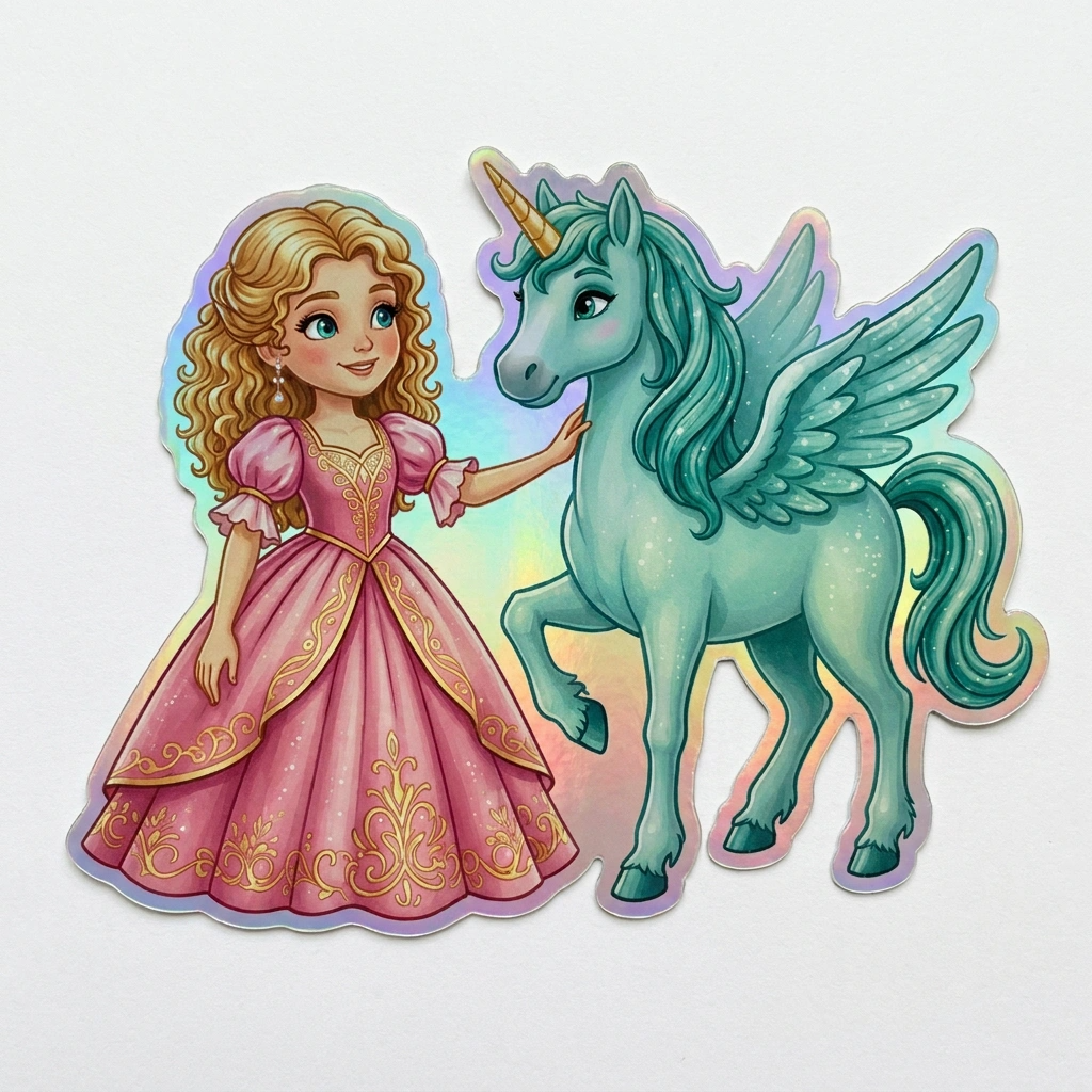 Penelope Unicorn Holographic Sticker (3.71” x 3”) for Kids